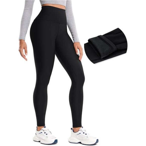 Thermal Fleece Lined Leggings Women 28'' - Winter Warm Workout Hiking Pants - Picture 1 of 8